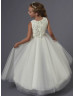 Beaded Tulle Floor Length Wedding Flower Girl Dress